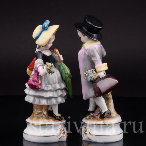 Парная фигурка из фарфора "На именины!", E. A. Muller, Германия, кон. 19 - нач. 20 вв.