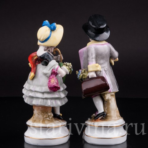 Парная фигурка из фарфора "На именины!", E. A. Muller, Германия, кон. 19 - нач. 20 вв.