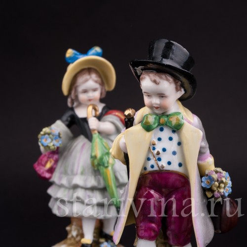 Парная фигурка из фарфора "На именины!", E. A. Muller, Германия, кон. 19 - нач. 20 вв.
