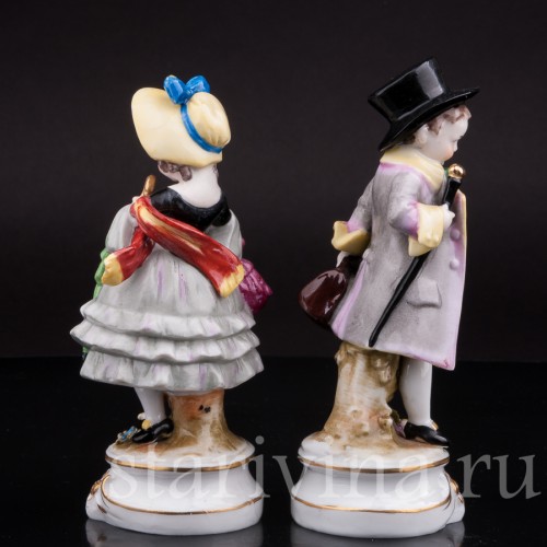 Парная фигурка из фарфора "На именины!", E. A. Muller, Германия, кон. 19 - нач. 20 вв.