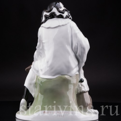 Большая фарфоровая композиция Пьеро с пуделем, Rosenthal, Германия, 1920 гг.