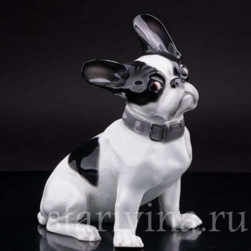 Фигурка собаки из фарфора Французский бульдог, Heubach, Германия, нач. 20 в.