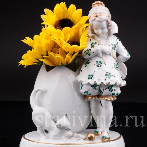 Девочка с кошкой, Hertwig & Co, Германия, 1920-30 гг