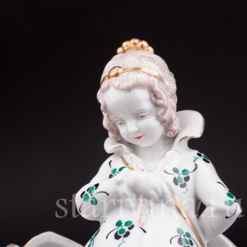 Девочка с кошкой, Hertwig & Co, Германия, 1920-30 гг