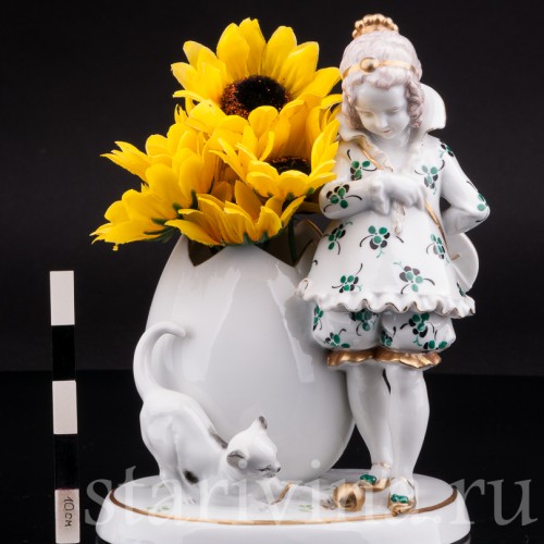 Девочка с кошкой, Hertwig & Co, Германия, 1920-30 гг