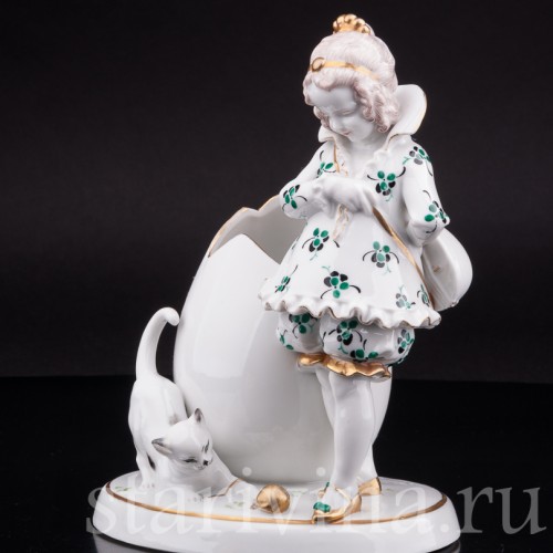 Девочка с кошкой, Hertwig & Co, Германия, 1920-30 гг