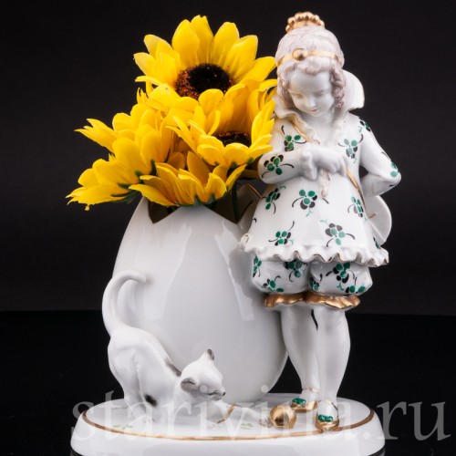 Девочка с кошкой, Hertwig & Co, Германия, 1920-30 гг