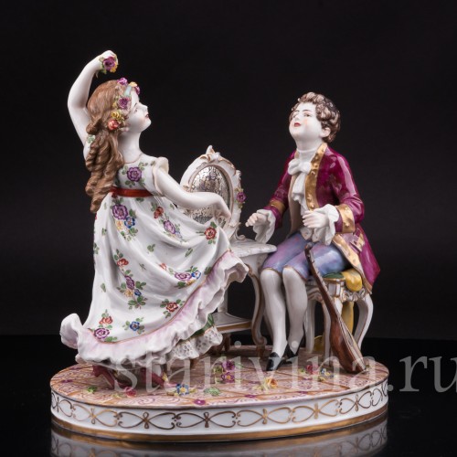 Фарфоровая композиция Дети у зеркала, Volkstedt, Германия, до 1936 года.