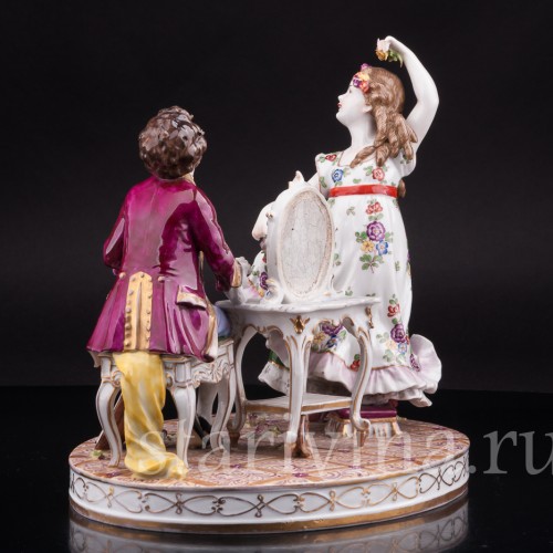 Фарфоровая композиция Дети у зеркала, Volkstedt, Германия, до 1936 года.