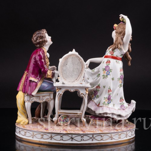 Фарфоровая композиция Дети у зеркала, Volkstedt, Германия, до 1936 года.