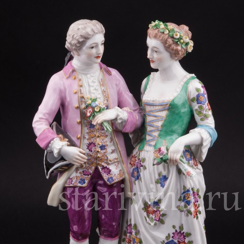 Антикварная фарфоровая статуэтка Жених и невеста, Meissen, Германия, кон. 19 - нач. 20 вв.