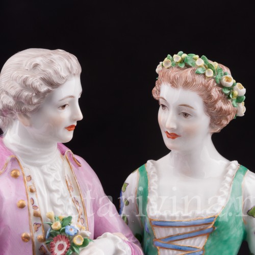 Антикварная фарфоровая статуэтка Жених и невеста, Meissen, Германия, кон. 19 - нач. 20 вв.