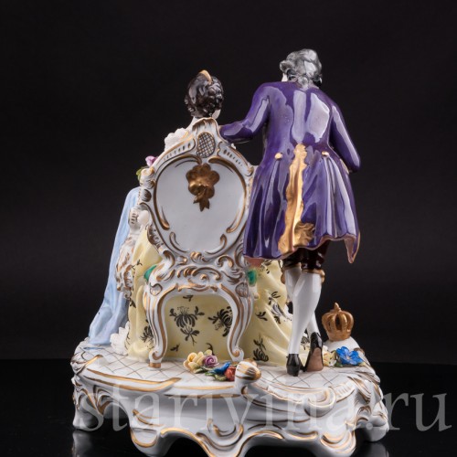 Большая фарфоровая композиция У рояля, кружевная, Volkstedt, Германия, вт. пол. 20 в.