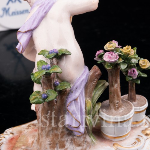 Антикварная статуэтка Аллегория земли, путти с лопатой, Meissen, Германия, сер. 19 - нач. 20 вв.