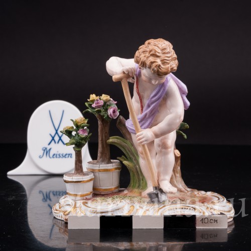 Антикварная статуэтка Аллегория земли, путти с лопатой, Meissen, Германия, сер. 19 - нач. 20 вв.