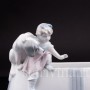 Фарфоровая фигурка Девочка с собакой, вазочка, Metzler & Ortloff, Германия, нач. 20 в.