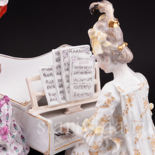 Старинная фарфоровая композиция Домашний концерт (Семья Моцарта), Meissen, Германия, 1903-1925 гг.