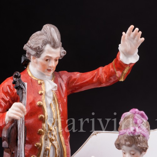 Старинная фарфоровая композиция Домашний концерт (Семья Моцарта), Meissen, Германия, 1903-1925 гг.