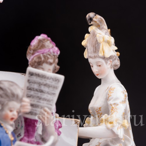 Старинная фарфоровая композиция Домашний концерт (Семья Моцарта), Meissen, Германия, 1903-1925 гг.