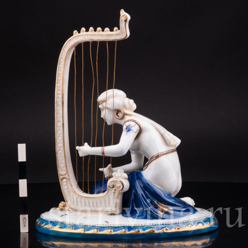 Антикварная статуэтка Одалиска с арфой, E. A. Muller, Германия, нач. 20 в.