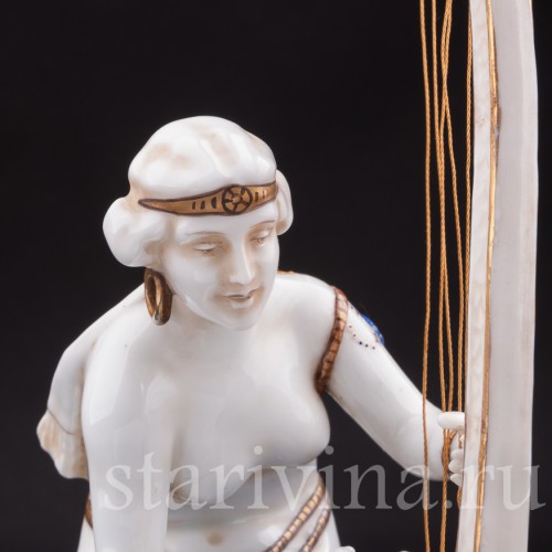 Антикварная статуэтка Одалиска с арфой, E. A. Muller, Германия, нач. 20 в.