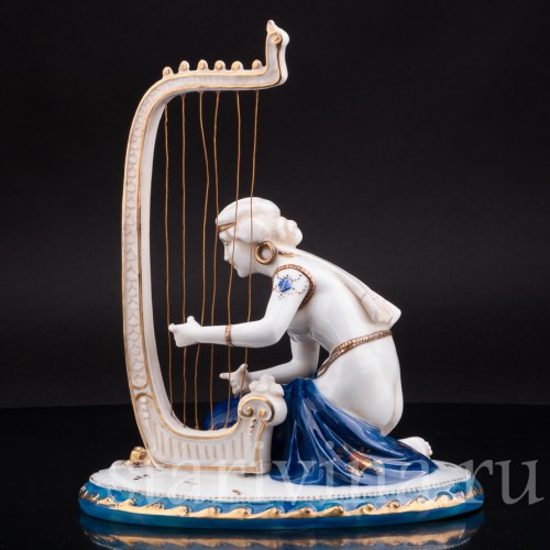 Антикварная статуэтка Одалиска с арфой, E. A. Muller, Германия, нач. 20 в.