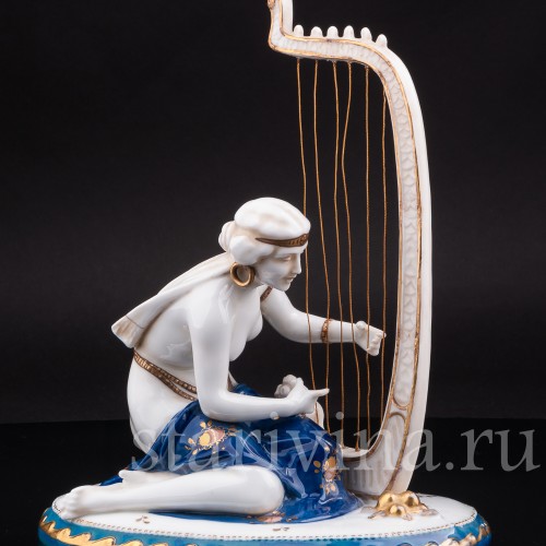 Антикварная статуэтка Одалиска с арфой, E. A. Muller, Германия, нач. 20 в.