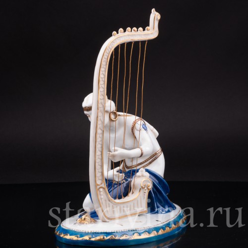 Антикварная статуэтка Одалиска с арфой, E. A. Muller, Германия, нач. 20 в.
