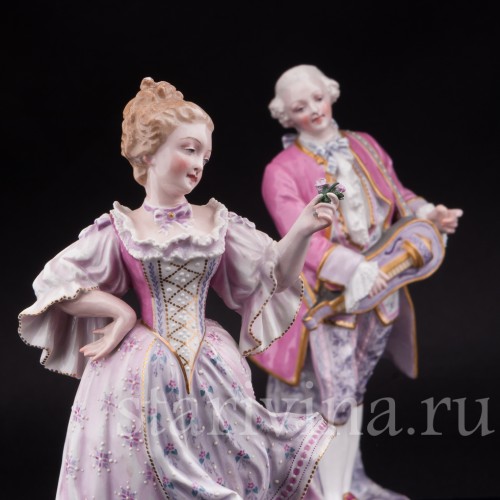 Две фарфоровые статуэтки Танцующая пара в розовых костюмах, Samson, Франция, сер. 19, нач. 20 вв.