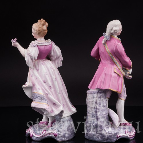 Две фарфоровые статуэтки Танцующая пара в розовых костюмах, Samson, Франция, сер. 19, нач. 20 вв.