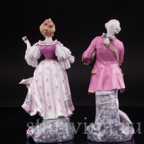 Две фарфоровые статуэтки Танцующая пара в розовых костюмах, Samson, Франция, сер. 19, нач. 20 вв.