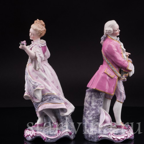 Две фарфоровые статуэтки Танцующая пара в розовых костюмах, Samson, Франция, сер. 19, нач. 20 вв.