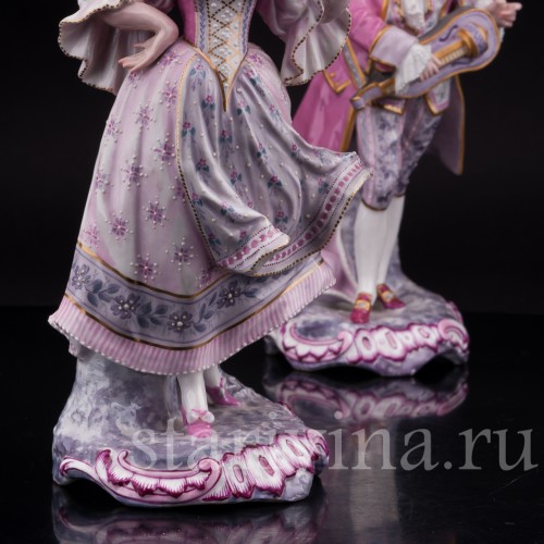 Две фарфоровые статуэтки Танцующая пара в розовых костюмах, Samson, Франция, сер. 19, нач. 20 вв.