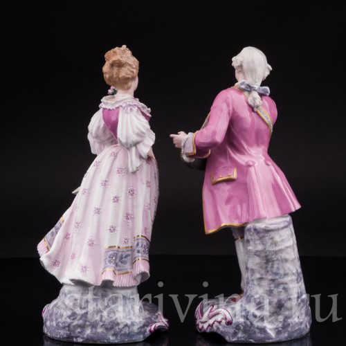 Две фарфоровые статуэтки Танцующая пара в розовых костюмах, Samson, Франция, сер. 19, нач. 20 вв.