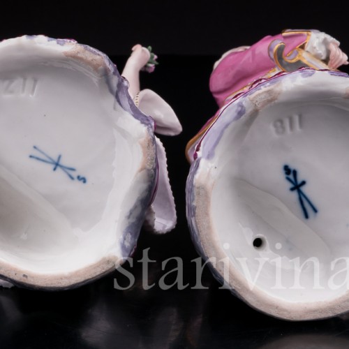 Две фарфоровые статуэтки Танцующая пара в розовых костюмах, Samson, Франция, сер. 19, нач. 20 вв.