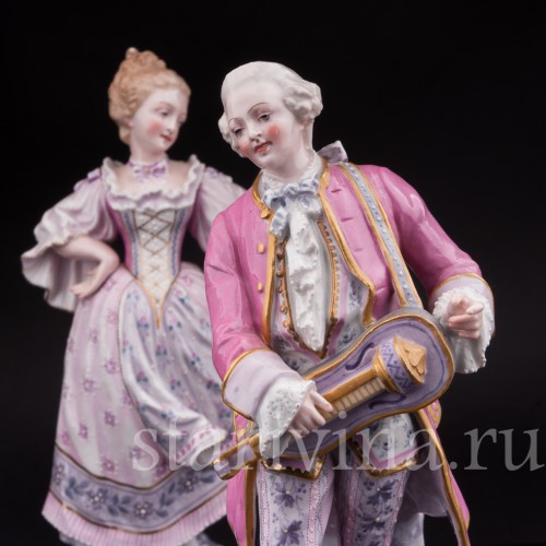 Две фарфоровые статуэтки Танцующая пара в розовых костюмах, Samson, Франция, сер. 19, нач. 20 вв.