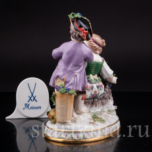 Антикварная статуэтка Аллегория осени, дети с козликом, Meissen, Германия, сер. 19 - нач. 20 вв.
