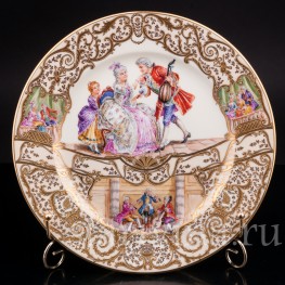 Декоративная тарелка из фарфора Домашний концерт, Wilhelm Koch, Германия, 1928 - 1949 гг.