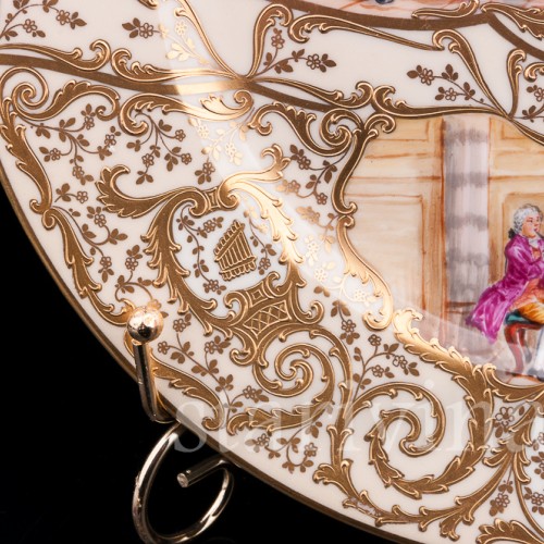 Декоративная тарелка из фарфора Домашний концерт, Wilhelm Koch, Германия, 1928 - 1949 гг.