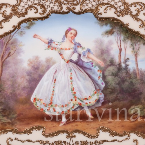 Фарфоровая декоративная тарелка Танцовщица Камарго, Wilhelm Koch, Германия, 1928 - 1949 гг.