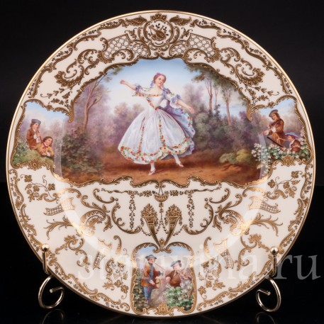 Фарфоровая декоративная тарелка Танцовщица Камарго, Wilhelm Koch, Германия, 1928 - 1949 гг.