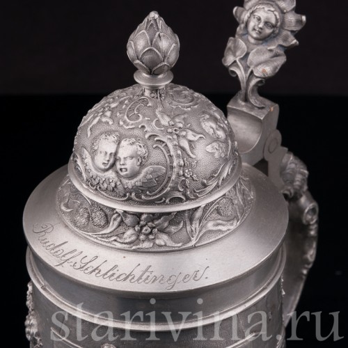 Старинная пивная кружка Танцы в таверне, Felsenstein & Mainzer, Германия, нач. 20 в.