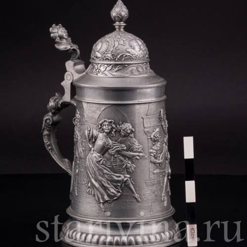 Старинная пивная кружка Танцы в таверне, Felsenstein & Mainzer, Германия, нач. 20 в.