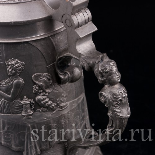 Старинная пивная кружка Танцы в таверне, Felsenstein & Mainzer, Германия, нач. 20 в.