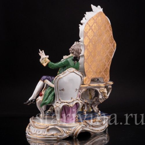 Большая фарфоровая композиция У зеркала, кружевная, Volkstedt, Германия, сер. 20 в.