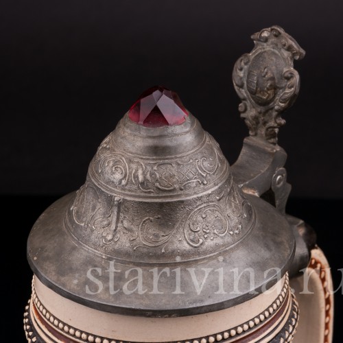  Антикварная пивная кружка Велосипедист, 1/2 л, Marzi & Remy, Германия, 1900 гг.