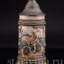  Антикварная пивная кружка Велосипедист, 1/2 л, Marzi & Remy, Германия, 1900 гг.