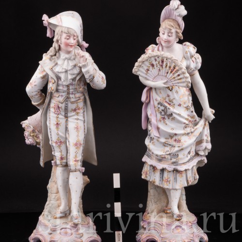 Две фарфоровые статуэтки Галантная пара, Германия, 19 в.