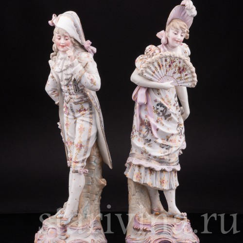 Две фарфоровые статуэтки Галантная пара, Германия, 19 в.