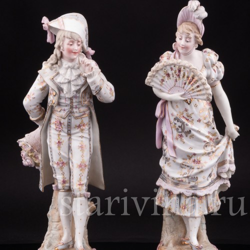 Две фарфоровые статуэтки Галантная пара, Германия, 19 в.